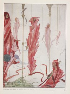 El Patriota Moribundo. "Y los muertos vestidos de rojo y lirios de mar en lo alto
 se mecen cuando soplan los largos vientos" de Harry Clarke