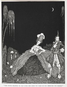 "El Príncipe creyó haberle dado más ingenio del que se había reservado". Ilustración para el cuento "Riquet con el mechón". de Harry Clarke