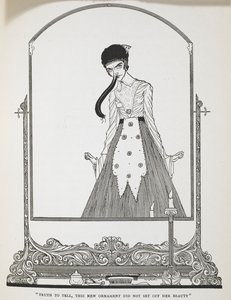 "A decir verdad, este nuevo adorno no realzaba su belleza". Ilustración para el cuento "Los deseos ridículos". de Harry Clarke