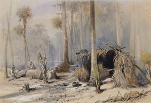 El Patio de Ciprés y Tejas, Río Ocklawaha, Florida, 1870 de Harry Fenn