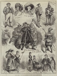 Personajes en el baile de disfraces en el manicomio de Colney Hatch de Harry Furniss