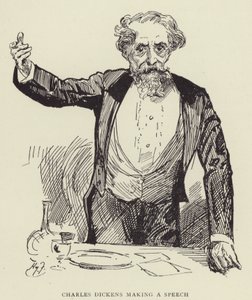 Charles Dickens dando un Discurso de Harry Furniss