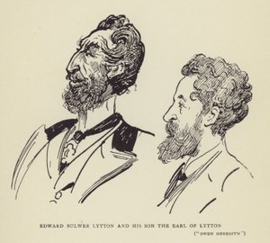 Edward Bulwer Lytton y su hijo el Conde de Lytton, Owen Meredith de Harry Furniss