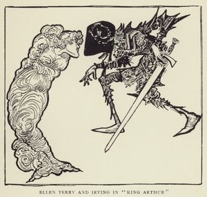 Ellen Terry e Irving en el Rey Arturo de Harry Furniss