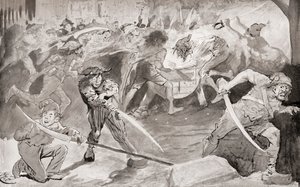 Ilustración para la novela de Charles Dickens Historia de dos ciudades
