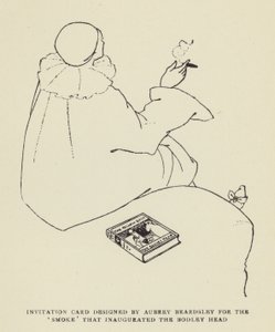 Tarjeta de invitación diseñada por Aubrey Beardsley para el Smoke que inauguró el Bodley Head