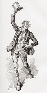 Mark Tapley. Ilustración de Harry Furniss para la novela de Charles Dickens Martin Chuzzlewit, de The Testimonial Edition, publicada en 1910.