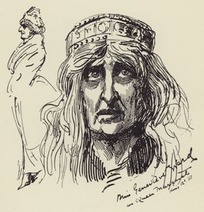Srta. Genevieve Ward como la Reina Margarita de Harry Furniss