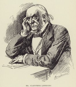 Mr Gladstone escuchando de Harry Furniss
