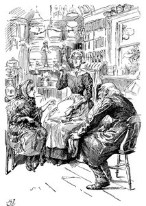El Sr. Riah y la Srta. Wren en los Seis Jolly Fellowship Porters, 1912