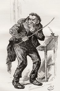 El Sr. Squeers. Ilustración de Harry Furniss para la novela de Charles Dickens Nicholas Nickleby, de The Testimonial Edition, publicada en 1910.