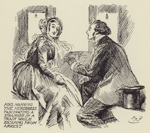 Señora Manning la Asesina fascinando a un Extraño en un Tren mientras escapaba del Arresto de Harry Furniss