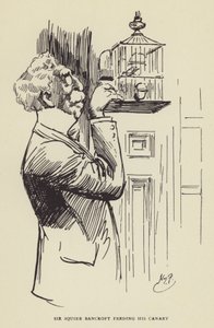 Sir Squire Bancroft alimentando a su canario