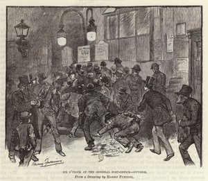 Las seis en la Oficina General de Correos de Harry Furniss