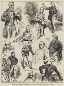 Bocetos en la Cámara de los Comunes durante los debates sobre el procedimiento de Harry Furniss