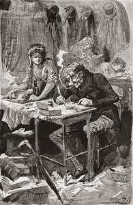 El escritor de cartas suplicantes. Ilustración de Harry Furniss para la novela de Charles Dickens Grandes esperanzas, de The Testimonial Edition publicada en 1910. de Harry Furniss