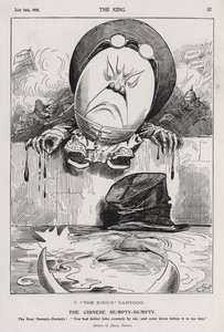 El Humpty Dumpty chino, caricatura sobre la Rebelión de los Bóxers y la Guerra de los Bóers (grabado)