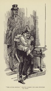 El Pequeño Almirante dejando Albany para alguna función en la corte de Harry Furniss