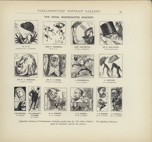 La Real Academia de Westminster - imaginando cómo los políticos podrían pintarse entre sí de Harry Furniss