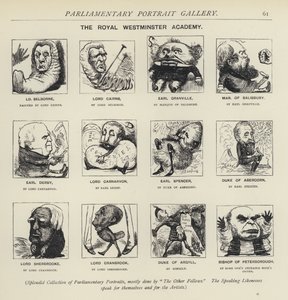 La Real Academia de Westminster - imaginando cómo los políticos podrían pintarse entre sí de Harry Furniss