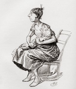 Tilly Slowboy. Ilustración de Harry Furniss para el cuento The Cricket on the Hearth de The Christmas Books de Charles Dickens, publicado en The Testimonial Edition de 1910. de Harry Furniss