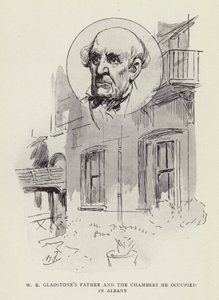 El padre de W E Gladstone y las cámaras que ocupó en Albany de Harry Furniss