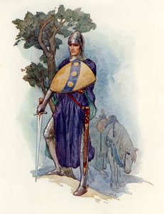Un caballero cierra el paso (litografía en color) de Harry George Theaker
