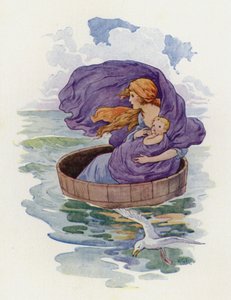 Away sailed Danae and her little son (litografía en color)