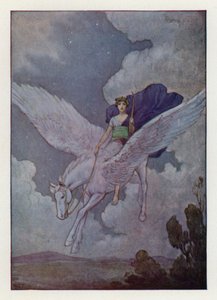 Belerofonte y su caballo de alas plateadas (litografía en color) de Harry George Theaker