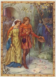 "Se casó con una dama de alta cuna", La historia de Gamelyn (litografía en color) de Harry George Theaker
