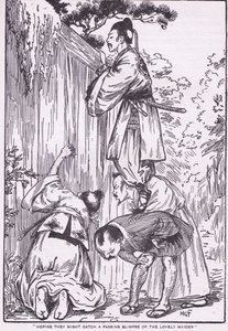 Con la esperanza de ver a la hermosa doncella (de Hija de la Luna) (litografía) de Harry George Theaker