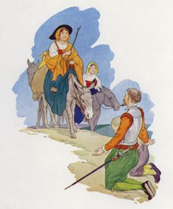 Ilustración para Don Quijote (litografía en color) de Harry George Theaker