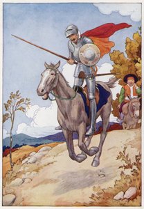Ilustración para Don Quijote (litografía en color) de Harry George Theaker