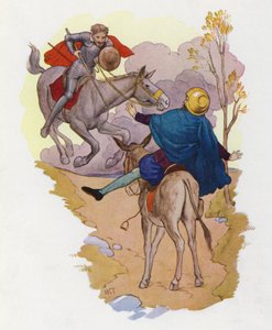 Ilustración para Don Quijote (litografía en color) de Harry George Theaker