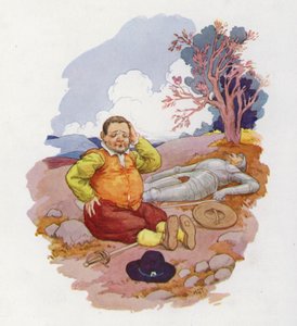 Ilustración para Don Quijote (litografía en color) de Harry George Theaker