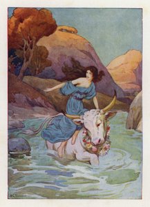 En el océano se zambulló Júpiter, y lejos nadó (litografía en color) de Harry George Theaker