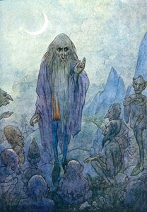 Merlin (litografía en color) de Harry George Theaker