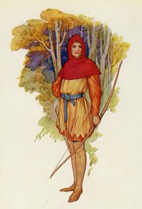Robin era un tipo aventurero incluso en su juventud (litografía en color) de Harry George Theaker