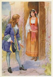 Ruyz de Alarcón y la Rosa de la Alhambra (litografía en color) de Harry George Theaker