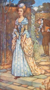 El rey y la dama, leyenda del reinado de la reina Ana (litografía en color)