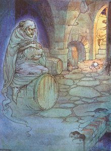 El viejo vestido de gris, una leyenda de Dover (litografía en color) de Harry George Theaker