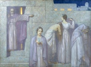 Las vírgenes sabias y necias (óleo sobre lienzo) de Harry George Theaker