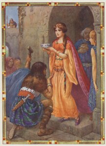 "La dama de Loch Awe", The Token (litografía en color) de Harry George Theaker