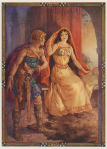 "La dama se descubrió el rostro", La dama repugnante y el caballero galante (litografía en color) de Harry George Theaker
