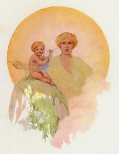 El maravilloso bebé golpeó las cuerdas de plata (litografía en color) de Harry George Theaker