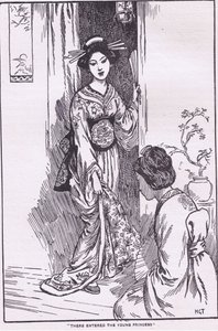 Allí entró la joven princesa (de la princesa que lleva tazón) (litografía) de Harry George Theaker