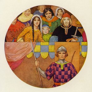 Hubo una brillante reunión de caballeros y damas en la tribuna (litografía en color) de Harry George Theaker