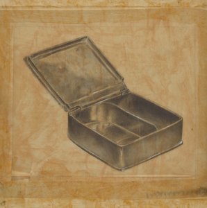 Caja de peltre con dos compartimentos