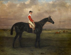 Chippendale-Caballo de carreras con jinete en el hipódromo de Newmarket, c.1874 (óleo sobre lienzo) de Harry Hall