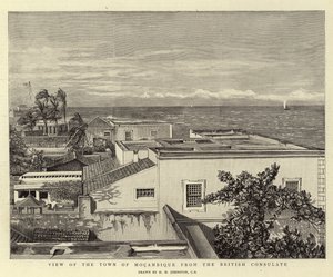 Vista de la ciudad de Mozambique desde el consulado británico de Harry Hamilton Johnston